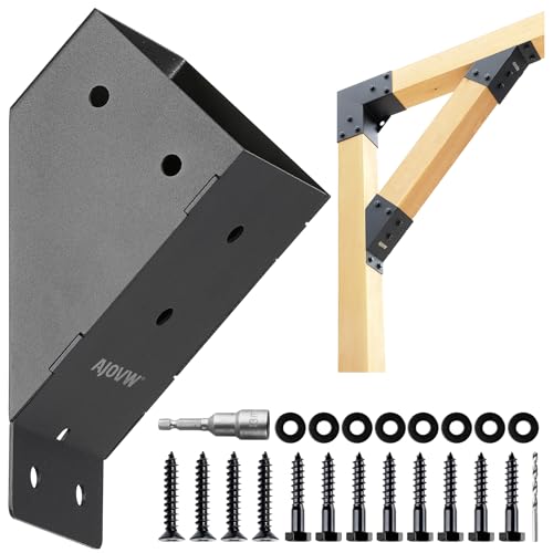 8Pcs 45 Degree Pergola Angle Support Brackets, 4x4 Wood Connector - size: 4"×4"-A