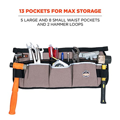 Ergodyne Arsenal 5706 Canvas Waist Tool Apron with 13 Pockets, Gray