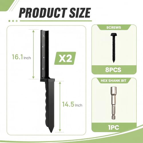 2 Pcs 30" Tall Fence Post Repair Kit for Ourdoor