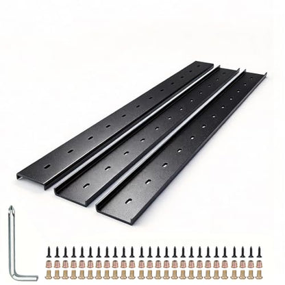 C Channel Steel Support Metal Support Bracing Hidden C Bracket for Table Top Live Edge Slab Woodworking, Black Coat Finish, 6 Holes (3 Pack 32 Inch) - size: 32 Inch, style: 3 PACK 1