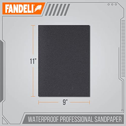 Fandeli | Waterproof Sandpaper | 400 Grit | 25 Sheets 9'' x 11'' | For for Plastic, Lacquer, Varnish, and Pain | Water Resistant - style: 400 Grit