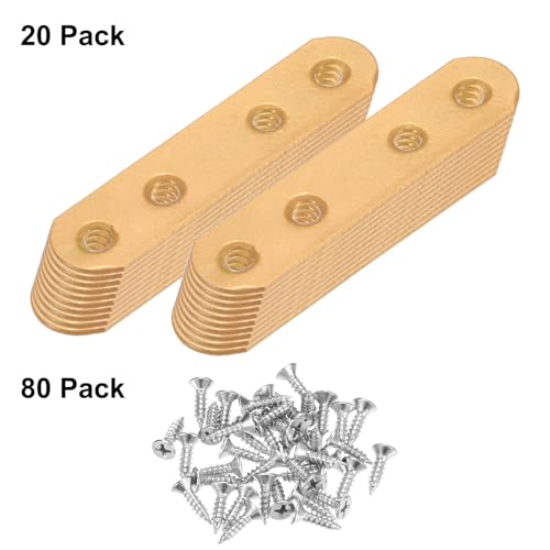 M METERXITY 20-Pack Flat Straight Brackets 2.95x0.71in, Gold - color: Gold, size: 75mm