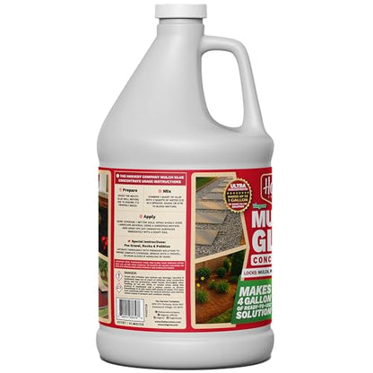 Viagrow Mulch Glue Concentrate by The Harvest Company, 1 Gallon – Makes 4 Gallons, Landscape Mulch Stabilizer for Mulch, Pine Straw & Pea Gravel, Covers Up to 500 Sq Ft - size: Gallon