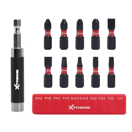Disston BluMol Extreme E0217059 25pc Impact Rated Bit Set 1" to 3" phillips, slotted, torx, and square with magnetic bit holder - style: 10pc Impact Bit Set