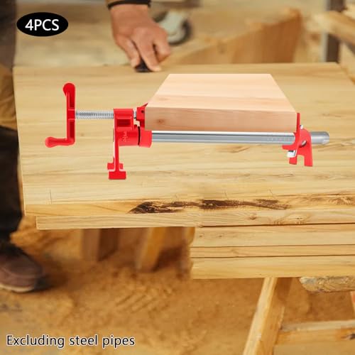 3/4" Wood Gluing Pipe Clamp Set, Pipe Clamps Set of 4, Wood Gluing Clamps, Cast Iron Bar Clamps,Bar Clamps, Pipe Clamp Set for Lumber Stores, Manufacturing Plants, Repair Shops