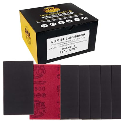 Dura-Gold 2500 Grit 5" x 2-3/4" Sanding Sponges, Flexible Sandpaper, 20-Pc - style: 2500 Grit