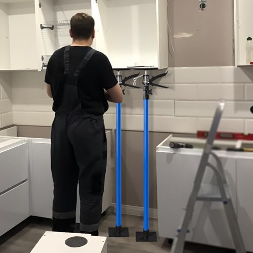 Cabinet Jack for Installing Cabinet & Drywall, Adjustable 3rd Hand Support Pole 45-114 inch, Steel Lift Jack Supports 154 lbs, 2 Pack with Bag (Dodger Blue) - color: Dodger Blue