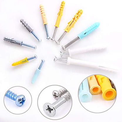 Hilitchi 220-Pieces Zinc and Plastic Self Drilling Drywall Anchors with Phillips Pan head Self Tapping Screws Assortment Kit - size: B Kit