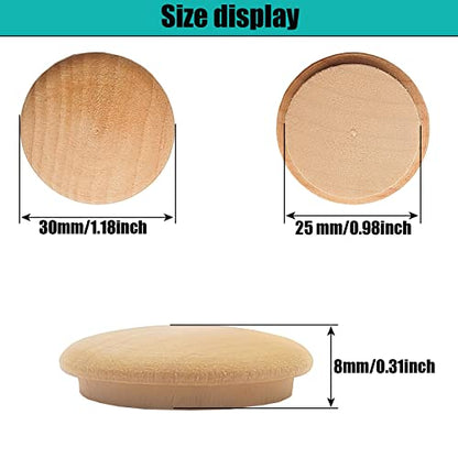Wood Button Top Plugs 25mm/1inch Wood Plugs Hardwood, Screw Plug Wooden Hole Plugs Caps Screwfor Screw Holes Craft Furniture Woodworking (30x25mm Pack of 50) - size: 25mm/1inch