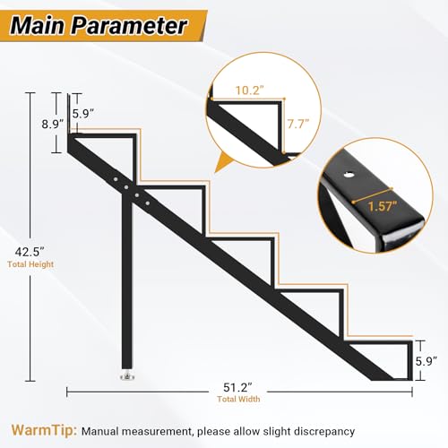 Stair Step Riser w/Reinforcing Support Legs, 5-Step 2 PCS Stair Stringer - size: 5 Step