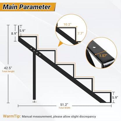 Stair Step Riser w/Reinforcing Support Legs, 5-Step 2 PCS Stair Stringer - size: 5 Step
