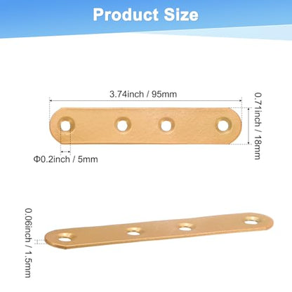 M METERXITY 20-Pack Flat Straight Brackets 3.74x0.71in, Gold - color: Gold, size: 95mm