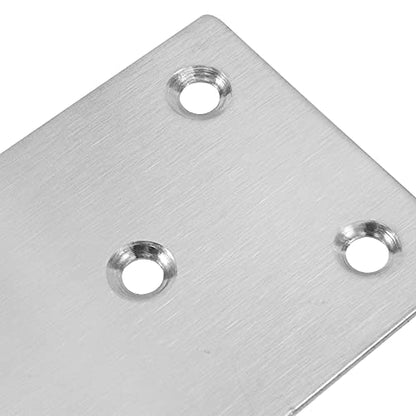 ZOENHOU 40 PCS Mending Bracket Plate with Screws, 4 x 2 Inch Heavy Duty Stainless Steel Flat Bracket, Metal Straight Fixing Joining Shelf Mending Braces for Wood Furniture Cabinet