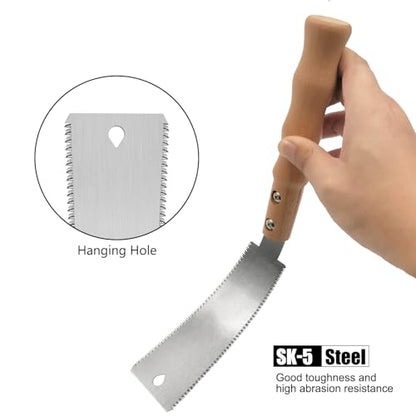 Japanese Hand Saw, 6 Inch Flush Cut Double-Sided Fine Teeth Wood Pull for Hardwood & Softwood Woodworking Trim (15/17TPI)