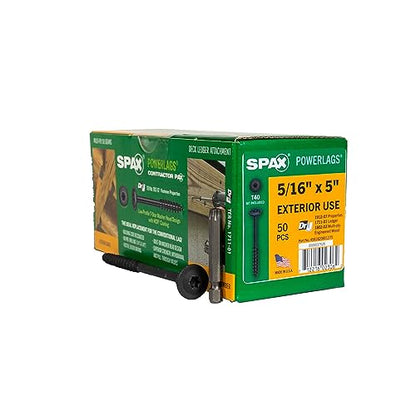 SPAX 5/16" x 5" Exterior Washer Head Structural Wood Lag Screws Powerlags Torx T-Star (50 EA) Bit Included Heavy Duty Rust Resistant - size: 5/16 x 5"