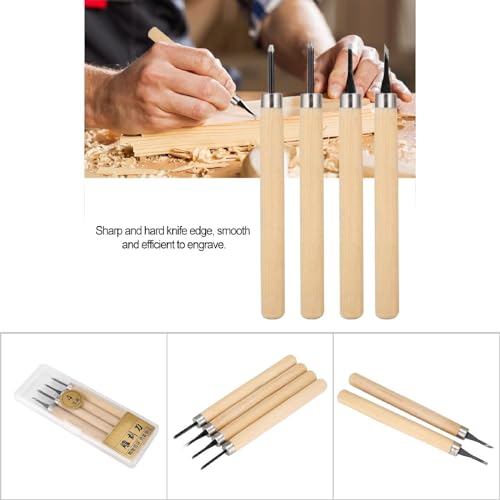 Stamp Carving Tools 4PCS Rubber Wood Carving Knife Tools