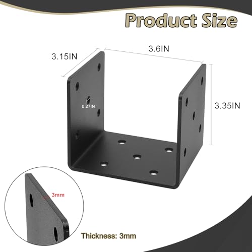 4x4 Concrete Post Base 4Pcs,Post Anchor Connector,3mm Thick - size: U 4''X4''