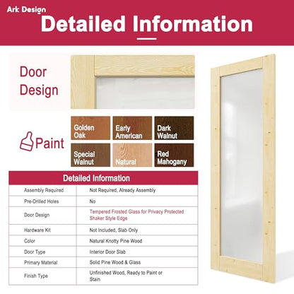 Interior Door,1-Lite Glass Doors,Wood Door Slab,30x80 Barn Door - size: 30" x 80"
