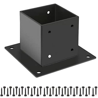 4×4 Post Base, Deck Post Brackets,Inner Size 3.5"x3.5" Thick Steel Fence Post Anchor Base,Heavy Duty Metal Black Powder Coated,for Supports Porch Railing Post Holders Pergola Brackets Kit - size: 1Pack Post Base 4x4"