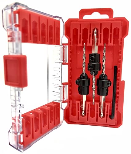 FTG USA 3 Pc #6 (9/64") Adjustable Wood Countersink Drill Bit Set Case - style: 3 Pc Same Size