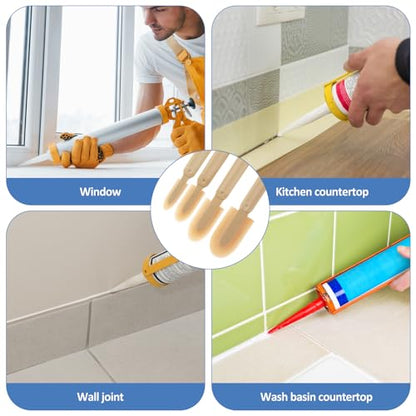 8Pcs Caulking Silicone Sealant Finishing Tool, 4 Sizes Rubber Caulking Tool Set, Multifunctional Caulking Remover/Smoothing Tool Applicator for Tiles Brick Kitchen Bathroom