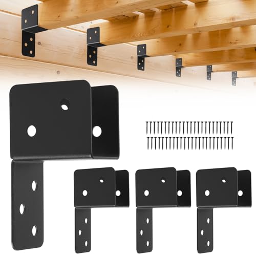 4 Pcs Post Caps Tie Bracket for 2x4 Post, Black - style: 2X4