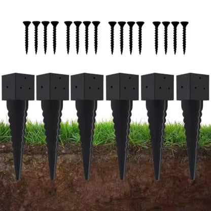 6 Pcs Fence Post Anchor Ground Spike 16”(Fit 3.6"x 3.6") Post - size: 16"