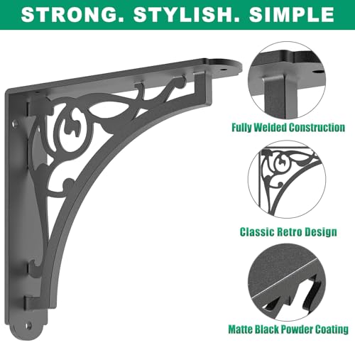 SELEWARE Heavy Duty Shelf Brackets 8" Decorative L Brackets, Classic A 2Pcs - style: Classic A-2 pack