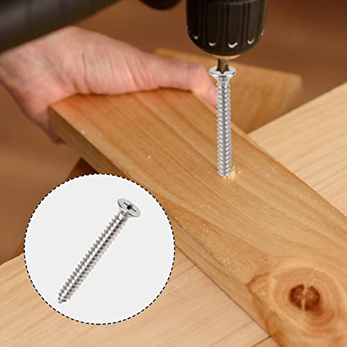 QISHENG 100 PCS #4x1/4(0.25 inch) Stainless Steel Phillips Flat Head Wood Screws,Stainless Steel 18-8 A2(304) Screw - color: Colorless, size: #4X1/4"(0.25 inch)