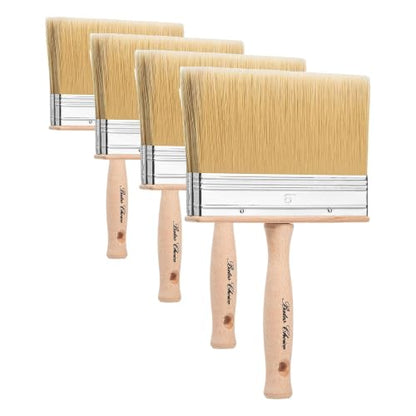 Bates- Deck Stain Brush, 6 Inch, Wooden Handle, Stain Brushes for Wood, Deck Brush, Large Paint Brushes (Pack of 4) - size: 6 inches (Pack of 4)