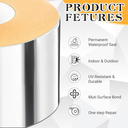 Pangda 2" x 50ft Butyl Tape, Aluminum Flashing Tape - size: 2" X 50ft