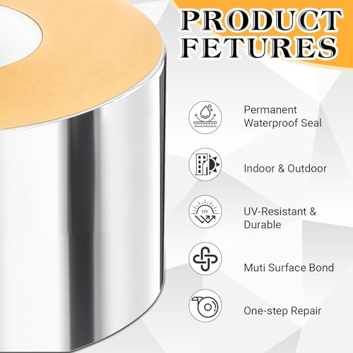 Pangda 4" x 25ft Butyl Tape, Aluminum Flashing Tape - size: 4" X 25ft