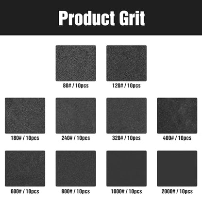 100 Pcs 5 inch Wet Dry Sanding Discs 80-2000 Grit Assorted - style: 100 Pcs-MIX Grit