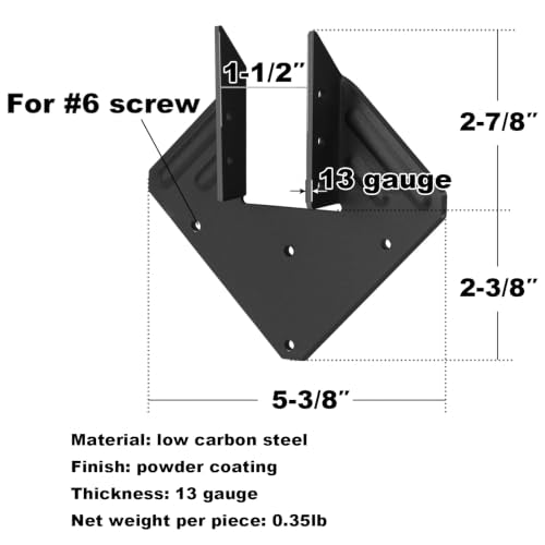 GBGS 20 Pack Hurricane Ties for 2x4,2x6 Wood Rafters,13 Gauge,Black