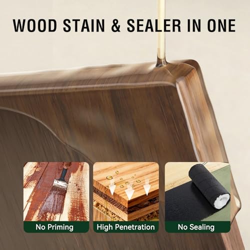 Wood Stain and Sealer in One - 5 Gallons & Classic Walnut/Pecan - color: Classic Walnut/Pecan, size: 5 Gallon