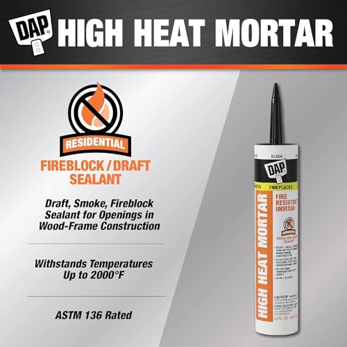DAP 7079818854 High Heat Mortar Fire Stop Caulk, No Size, Black- Pack of 2 - size: 10 Fluid Ounces- Pack of 2