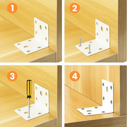 Alise 20 Pack White 2x2in L Brackets Heavy Duty Metal for Wood Furniture - color: White, size: (20P) 2X2 inch