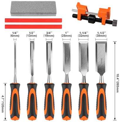 11PCS Wood Chisel Sets((1/4", 1/2", 3/4", 1", 1-1/4", 1-1/2")