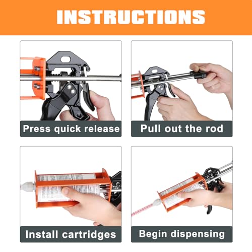 400 ml (1:1 & 2:1) Dual Cartridge Epoxy Gun, Manual 2 Part Epoxy Gun for Panel Bonding Adhesive, Structural Epoxy, Plastic & Fiberglass Repair - size: 400ML(1:1&2:1)