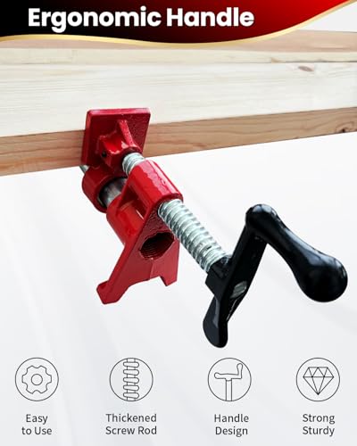 3/4 Inch Pipe Clamps, 6 Pack Woodworking Clamp Set for Gluing DIY - style: Red, 3/4 IN