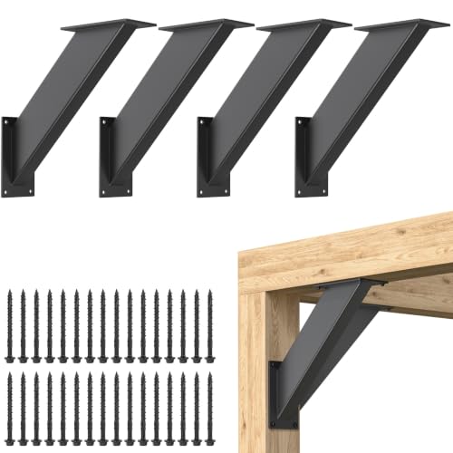 4PCS 45-Degree Angle Support Bracket, Heavy Duty Pergola Connector Kit - size: 4"x4" 4pcs