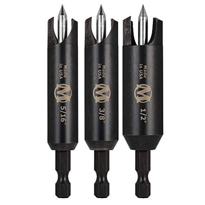 Montana Brands MB-65823 3 Piece Self-Centering Wood Plug Cutters