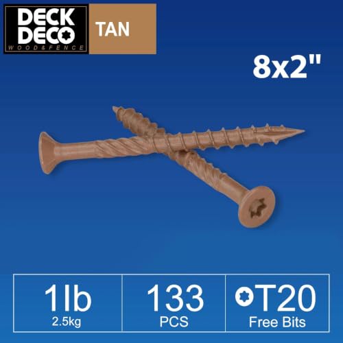 Wood Screws #8 x 2 Exterior Deck Screws133pcs(Approx) 1 lb/Box - size: #8x2"