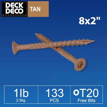 Wood Screws #8 x 2 Exterior Deck Screws133pcs(Approx) 1 lb/Box - size: #8x2"