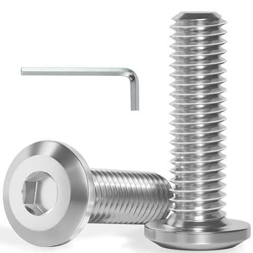 VGBUY M8-1.25 x 10 mm 65Pcs Flat Head Hex Socket Cap Screws Bolts,304 Stainless Steel 18-8,Full Thread,Hex Spanner Included (VG30119) - size: M8 x 10-65pcs