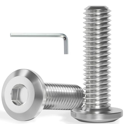 VGBUY M8-1.25 x 10 mm 65Pcs Flat Head Hex Socket Cap Screws Bolts,304 Stainless Steel 18-8,Full Thread,Hex Spanner Included (VG30119) - size: M8 x 10-65pcs