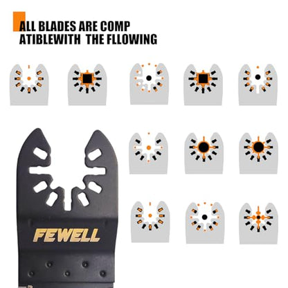 FEWELL 20PCS Titanium Oscillating Saw Blades, Universal Multitool Blades