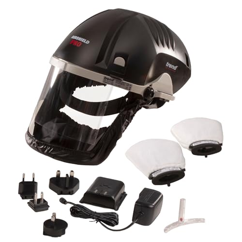 Trend Airshield Pro Full Faceshield, Dust Protector, Battery Powered Air Circulating Mask for Woodworking, AIR/PRO - style: Single Mask