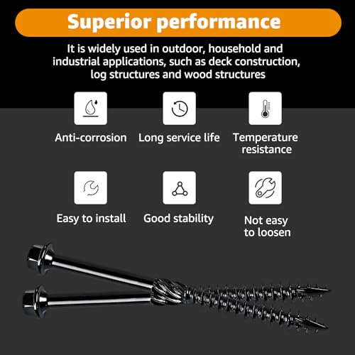 #14 x 4 Wood Structural Screws Rust Resistant Hex Head Timber Screws-55Pack - size: 14*4