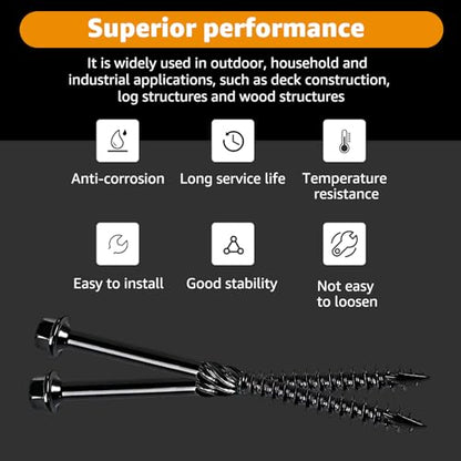 #14 x 4 Wood Structural Screws Rust Resistant Hex Head Timber Screws-55Pack - size: 14*4